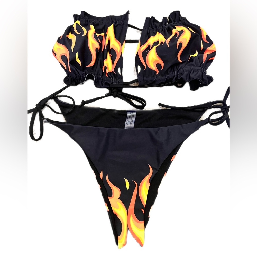 Zaful flame hot ruffle bikini